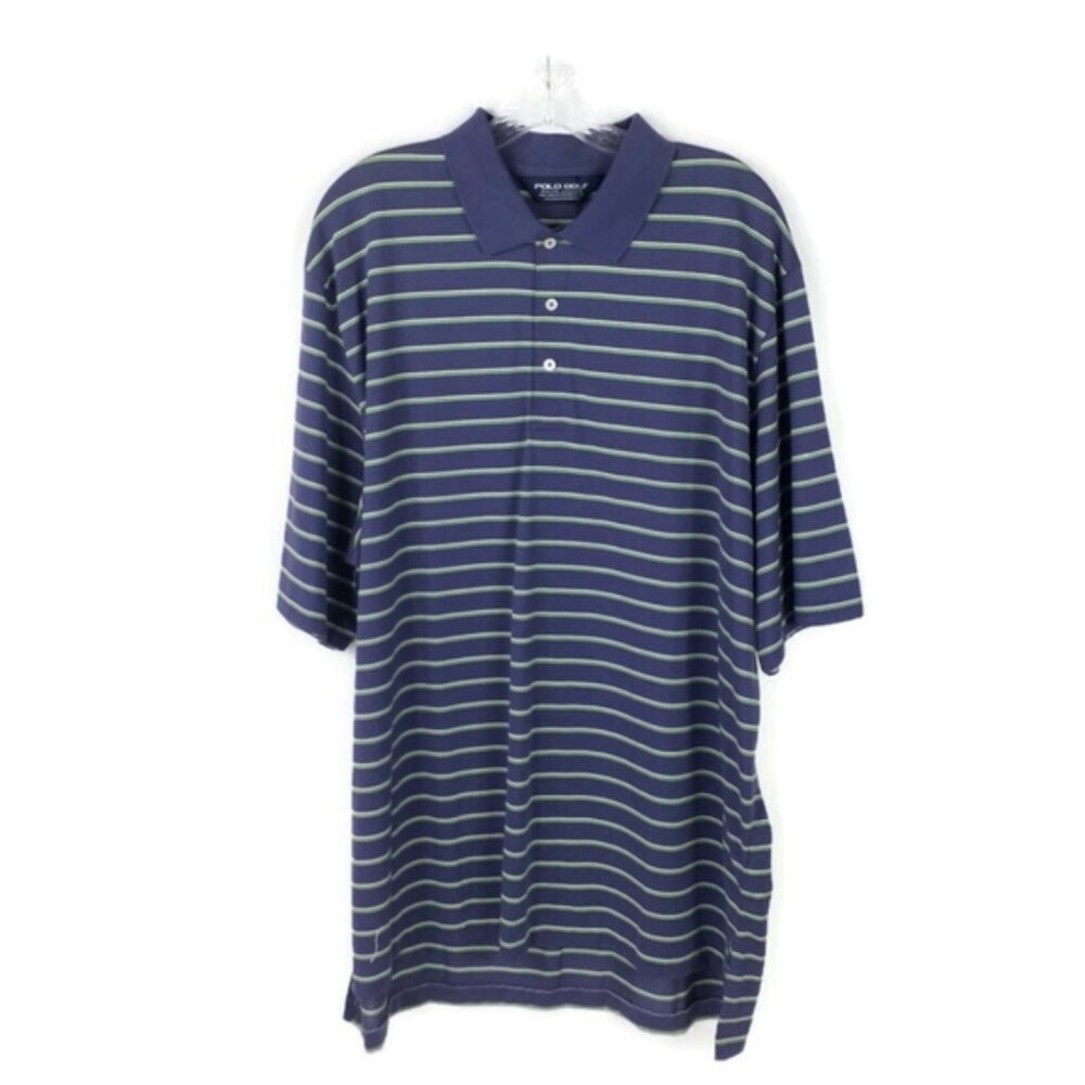 Polo Golf Ralph Lauren Blue Green White Stripe SS Polo Golf Shirt Mens XL NWT